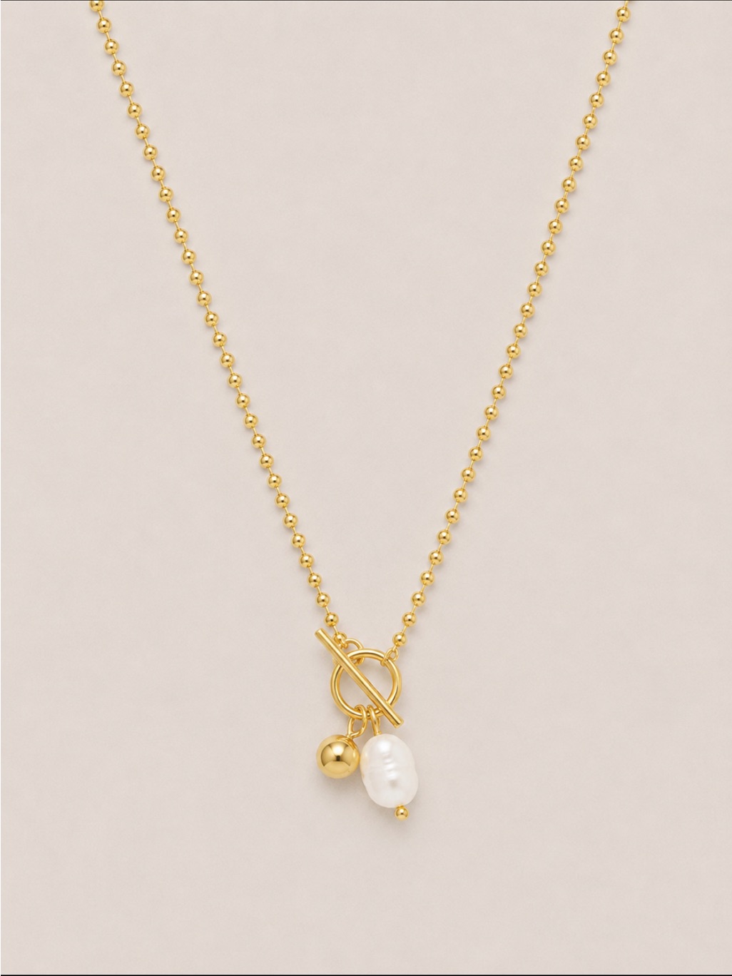 New! Classic Gold Pearl Ball Chain Necklace Nwot 5072